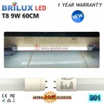 LED Neon Pendek TL T8 Tube 9W 60 cm Cover Dove - WHITE | Brilux - Double Ended